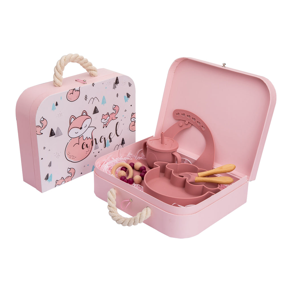 Baby Silicone & Bamboo Elephant Tableware Gift Set – Newborn Mealtime Essentials