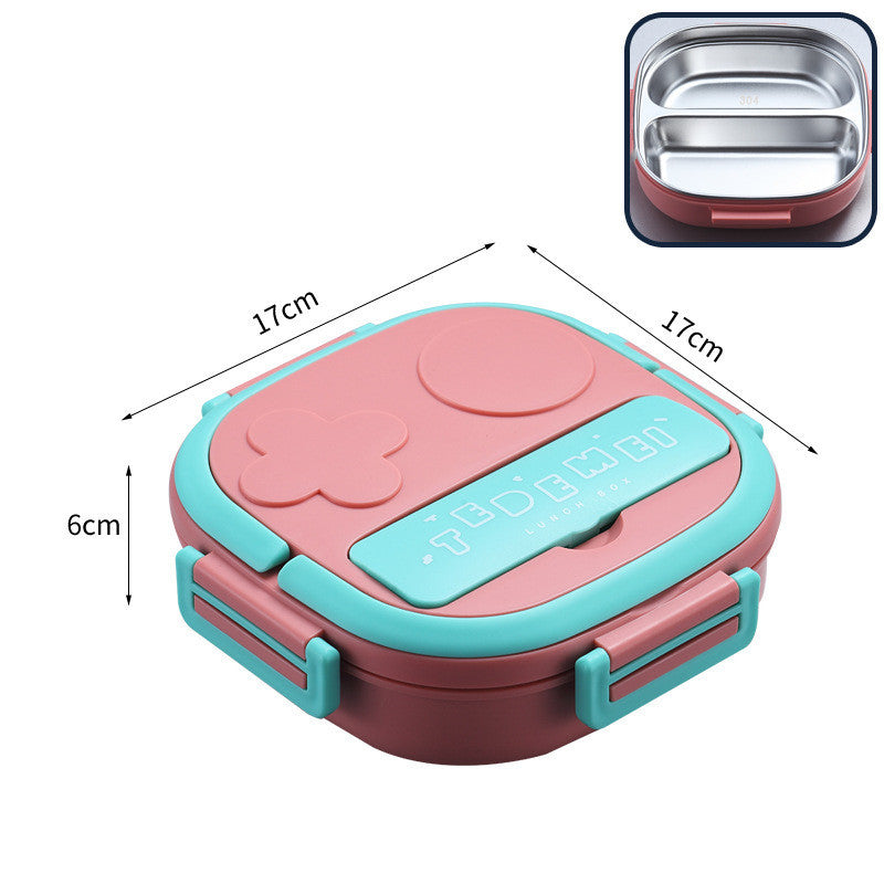 Kids Stainless Steel Insulated Compartment Lunch Box – Portable School Lunch Box in Blue & Pink