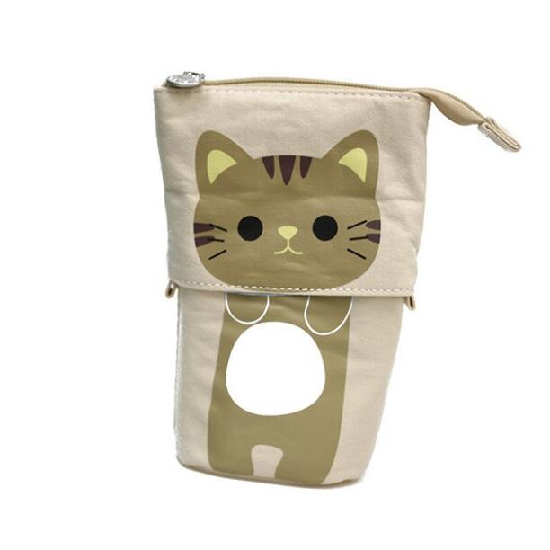 Cute Cat Fashion Pencil Case | Portable Canvas Zipper Pouch for School & Travel