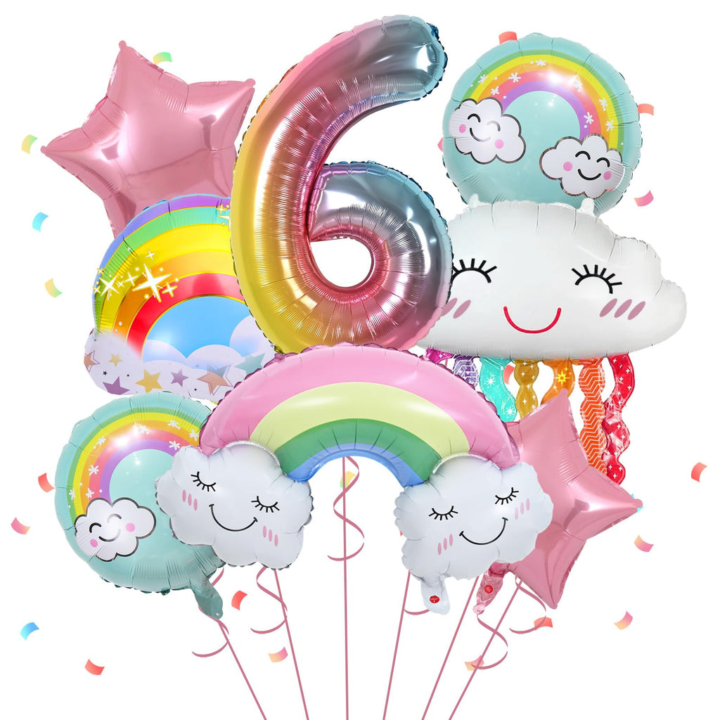 Rainbow Cloud Balloon Party Decoration Set – 14-Piece Foil Balloon Kit