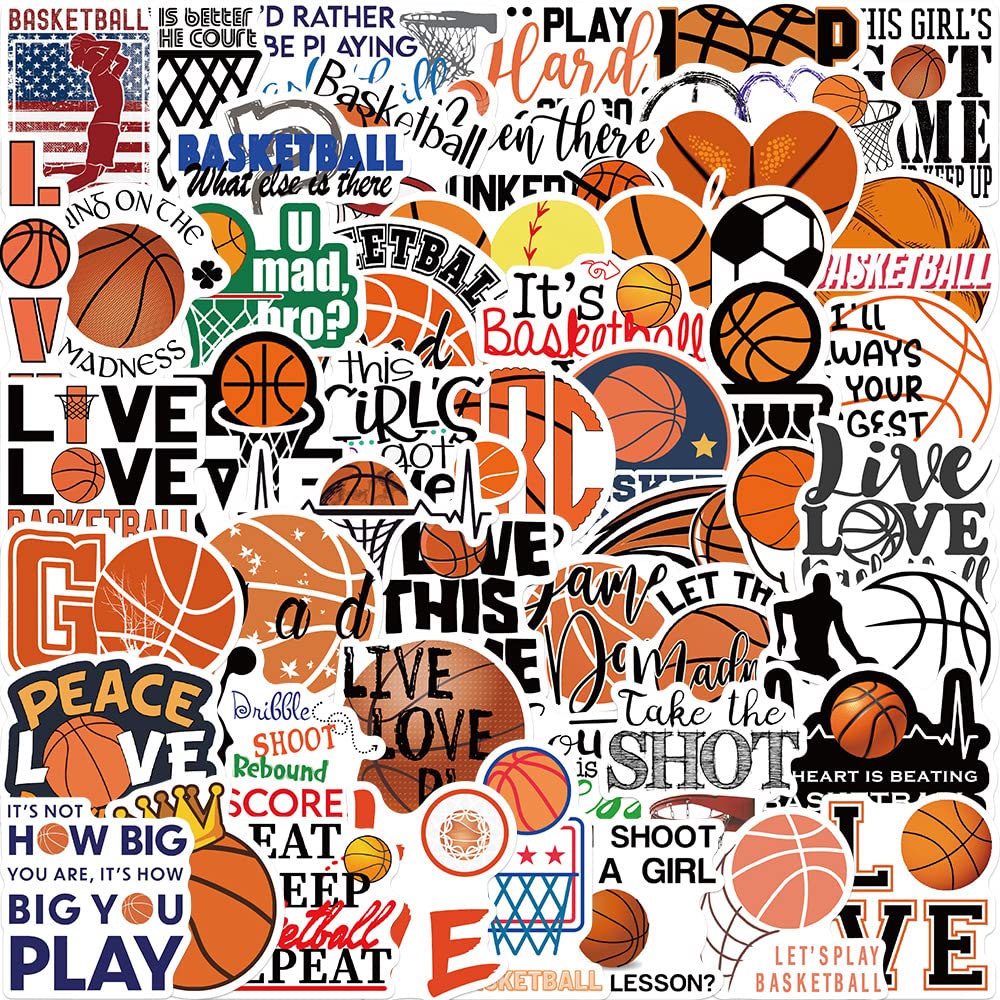 Basketball Stickers Bulk 50-Pack – Waterproof Vinyl Stickers for Kids & Teens