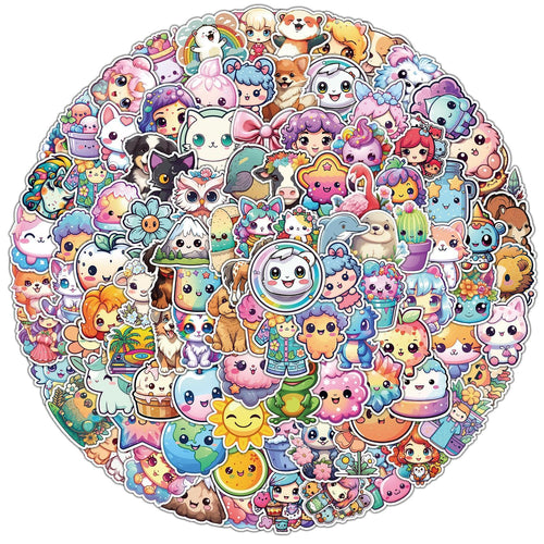 100 Pcs Kawaii Stickers for Kids Cute Colorful Animal Water Bottle Laptop Scrapbook Stickers Funny Realistic Waterproof Vinyl Bulk Stickers Packs for Toddler Kids Girls Teens