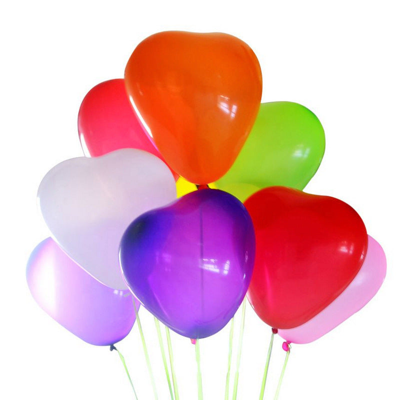 Heart-Shaped Balloons – 100-Pack Mixed Colors for Kids Valentine's Day Parties