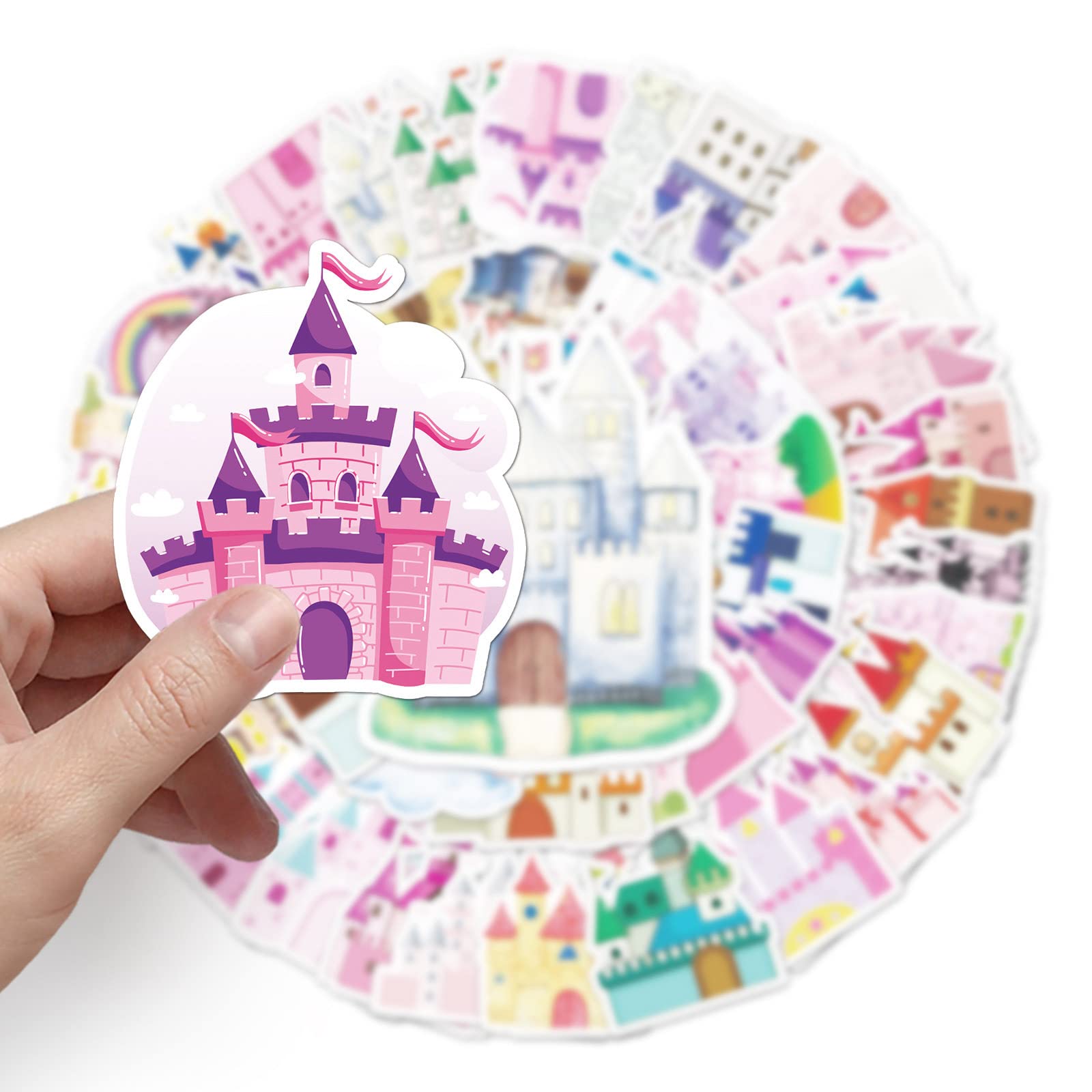 Dslalaly Princess Castle Stickers – Reusable UV-Protected Vinyl Decals (1.5–3 inch)