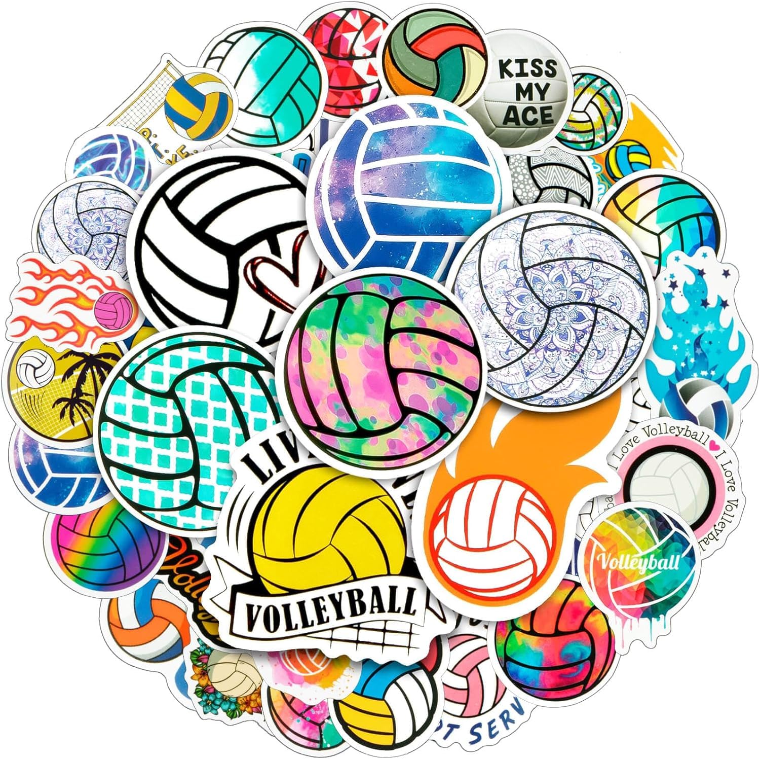 Volleyball Stickers 150-Pack – Waterproof Vinyl Sports Stickers for Kids & Teams