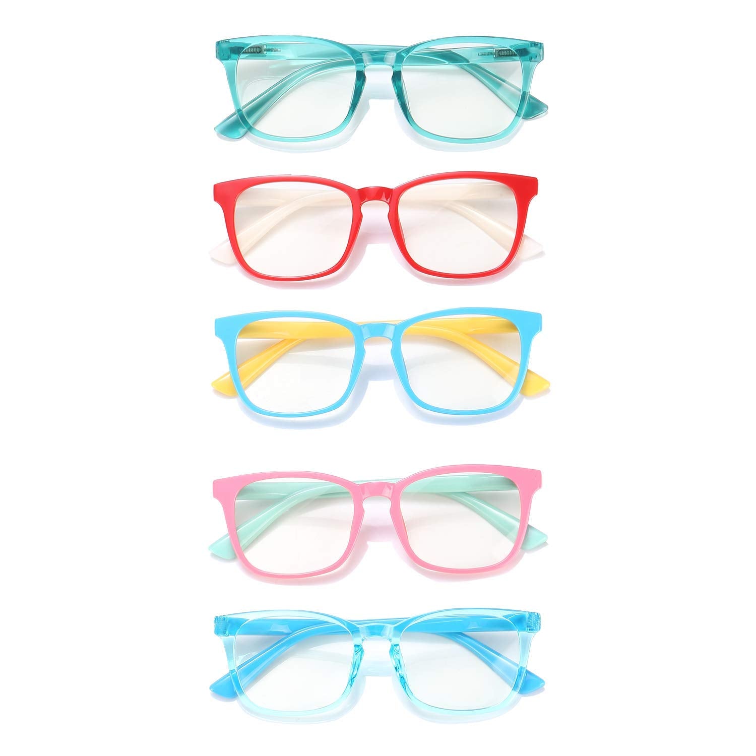 CHEERS DEVICES Blue Light Glasses for Kids Boys Girls Teens - 5 Pack Computer Glasses with Unbreakable Frame and Anti-Glare - blue light glasses for teen girls lentes de sol para niños (Age 3-8)
