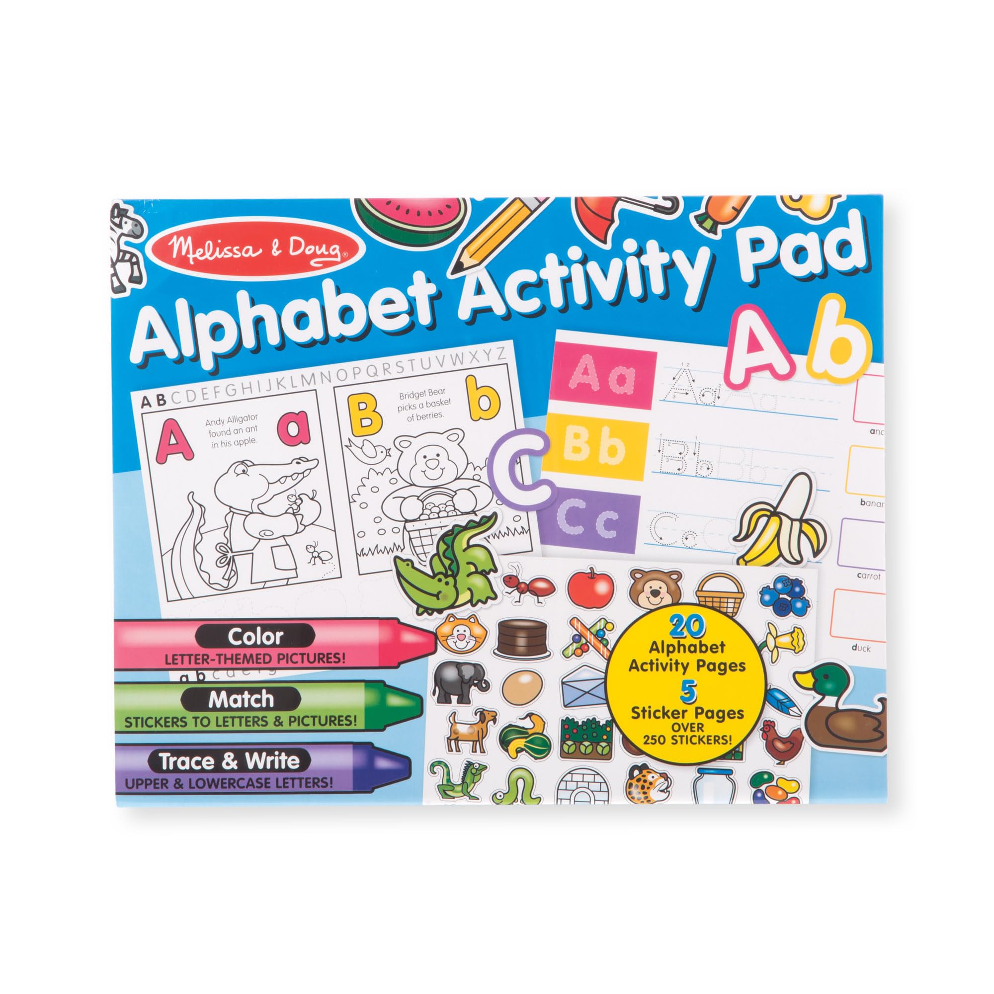 Melissa & Doug Alphabet Activity Sticker Pad for Coloring Letters (250+ Stickers) | Kids Activity Books Learning Activities For Kids Ages 4+