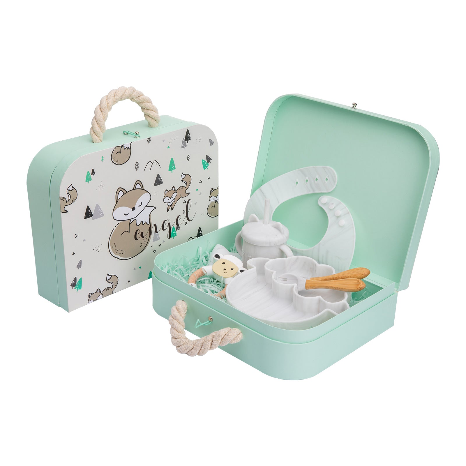 Baby Silicone & Bamboo Elephant Tableware Gift Set – Newborn Mealtime Essentials