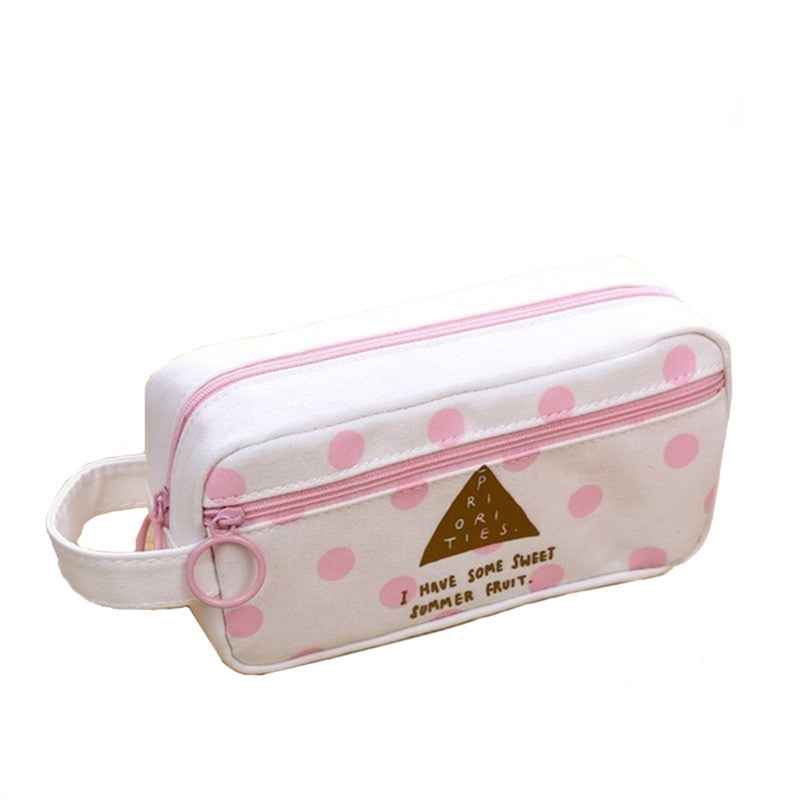 Fresh Canvas Pencil Case |  Pattern Zipper Pouch for Students & Everyday Use