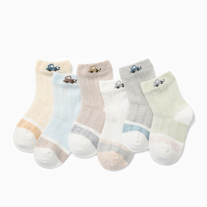 Summer Lace Baby Socks – 5-Pack Breathable Cotton Newborn & Toddler Socks
