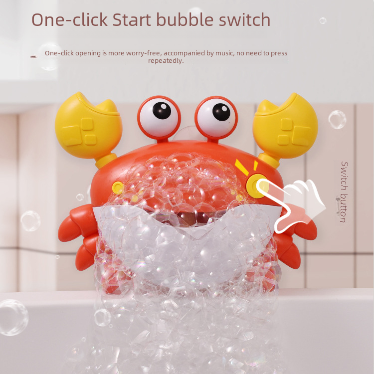 Crab Bubble Machine – Electric Musical Bath Toy for Kids in Red & Blue