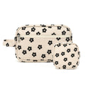 LEDAOU 2Pcs Travel Large Makeup Bag Cosmetic Bag Small Corduroy Makeup Pouch with Zipper Cute Travel Toiletry Essentials for Women Teen Girls