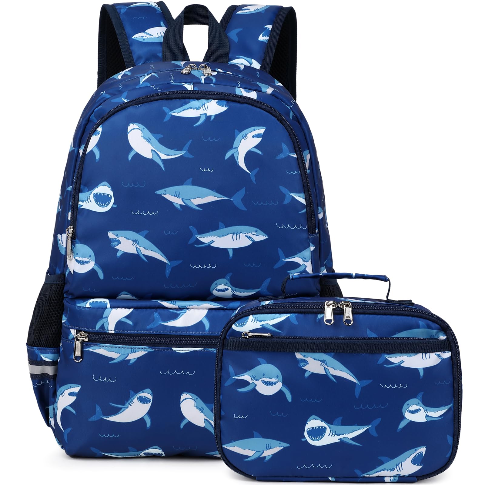 Kids Shark Backpack & Lunch Bag Set | 2-in-1 Elementary School Bag