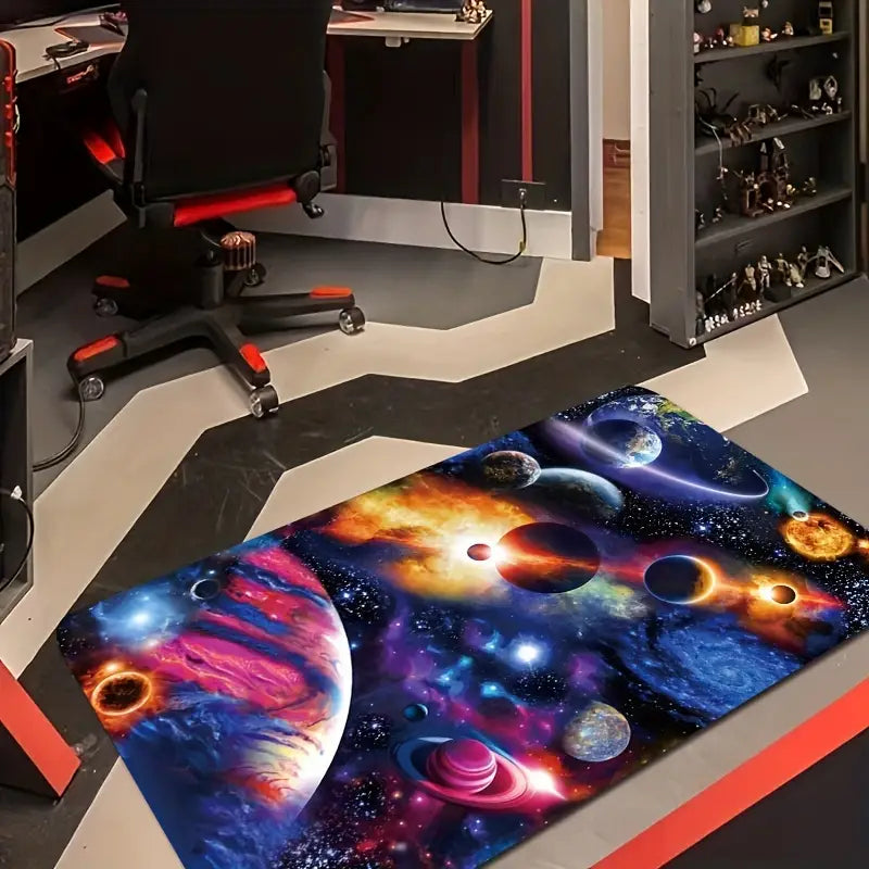 Cosmic Planet 3D Gaming Area Rug for Teen & Kids Room Decor