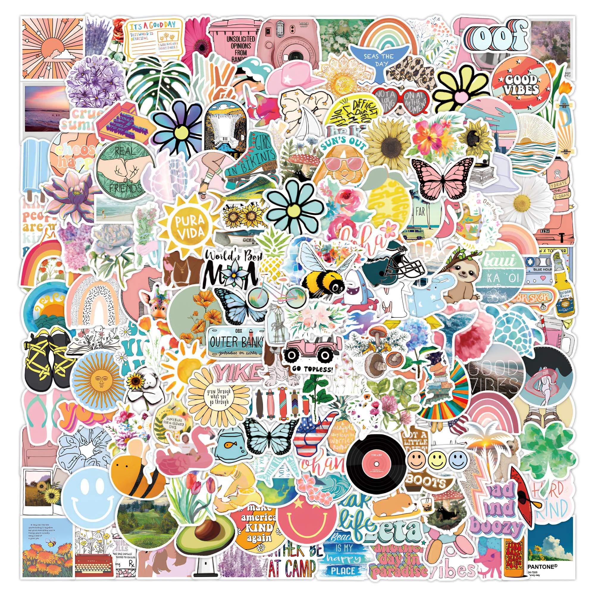 200Pcs Water Bottle Stickers for Kids Cute Stickers for Water Bottles Vinyl Waterproof Stickers Aesthetic Laptop Sticker Pack Classroom Prizes Skateboard Stickers for Kids Teens Girls Students