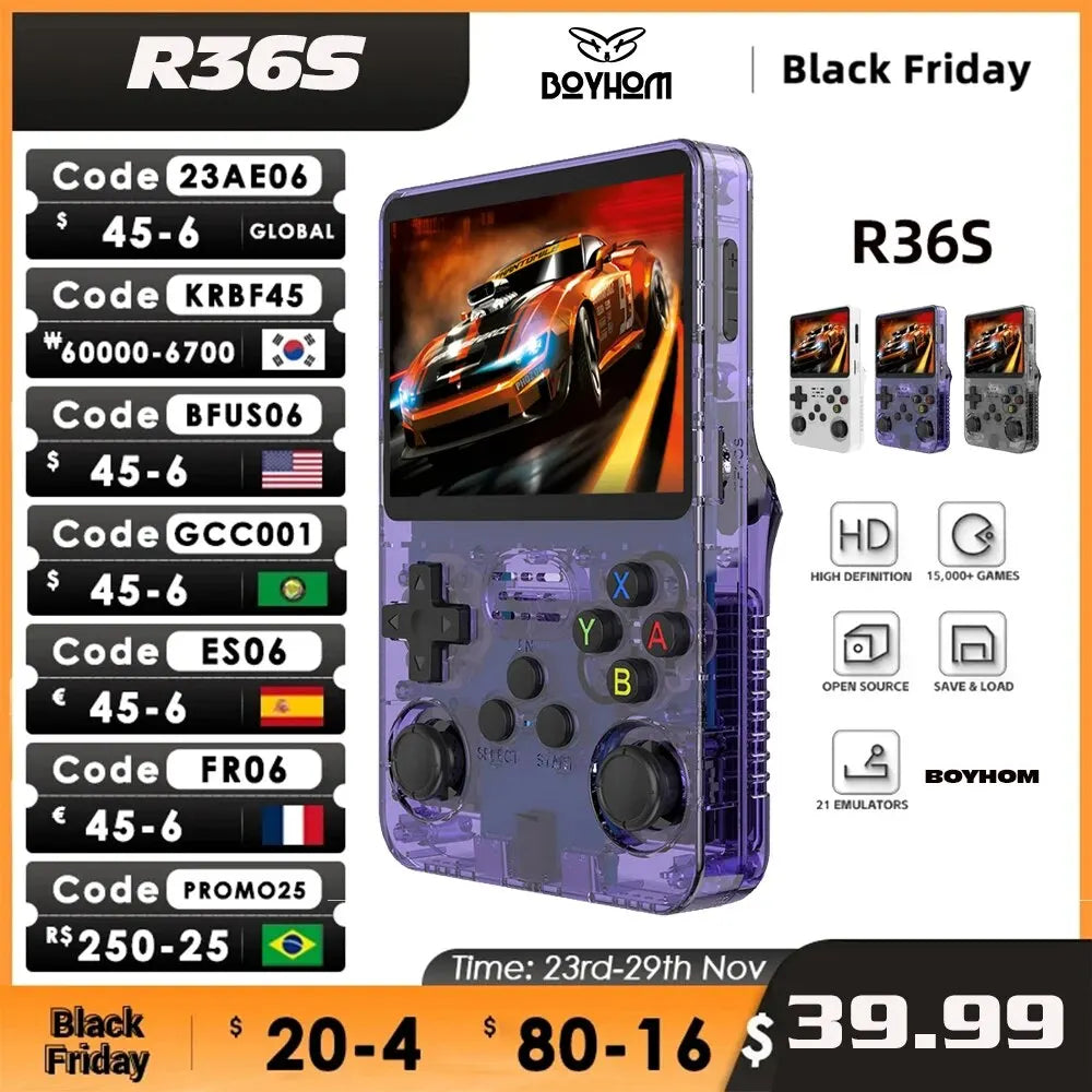 Retro Play R36S Handheld Gaming Console