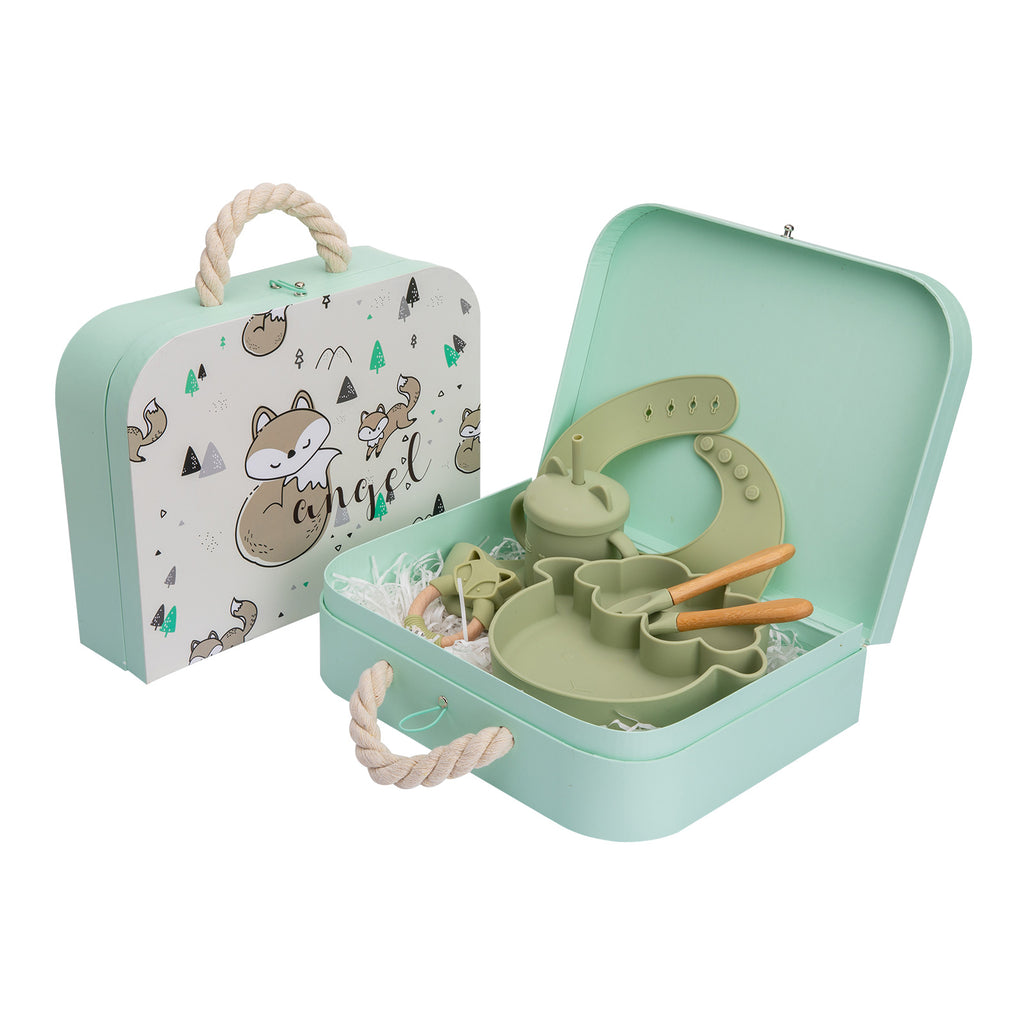 Baby Silicone & Bamboo Elephant Tableware Gift Set – Newborn Mealtime Essentials