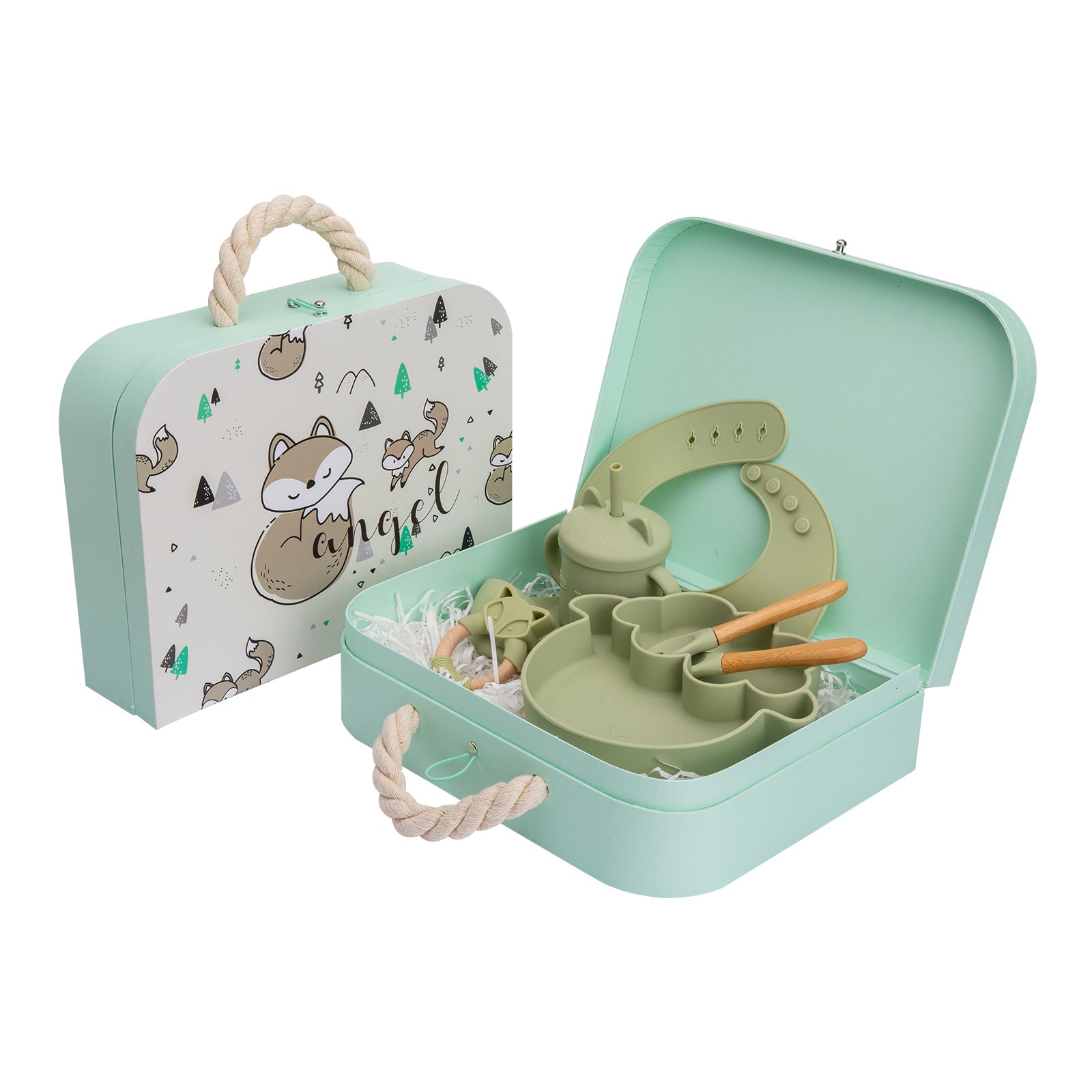 Baby Silicone & Bamboo Elephant Tableware Gift Set – Newborn Mealtime Essentials