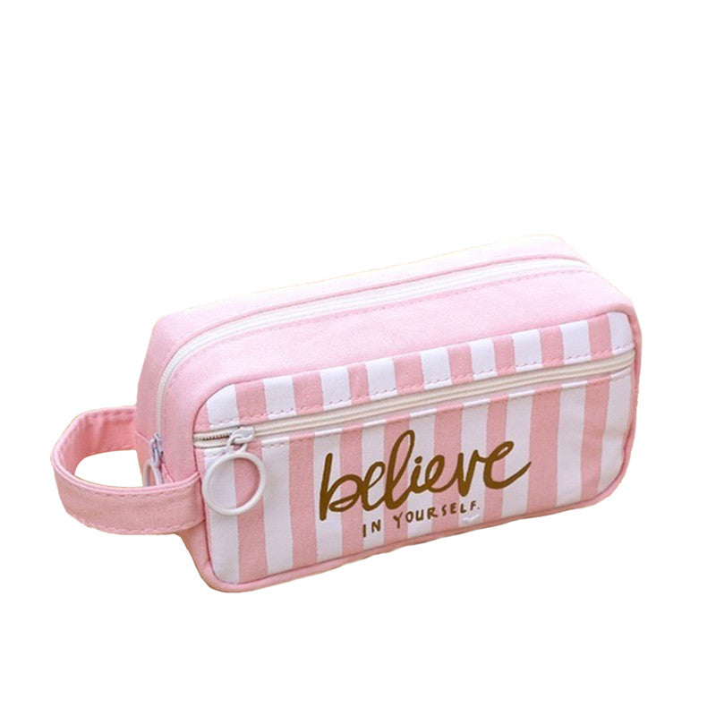 Fresh Canvas Pencil Case |  Pattern Zipper Pouch for Students & Everyday Use
