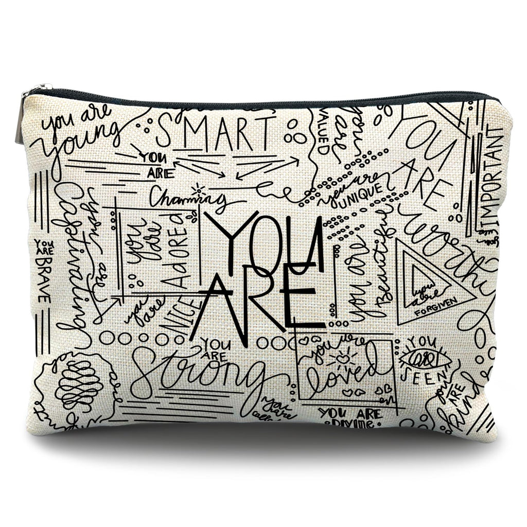 inspirational quotes canvas makeup bagMental Health GiftsEncouragement makeup bagYou are BraveYou are Smart Cosmetic BagEncouragement daily inspirational quotes bags for teen girls