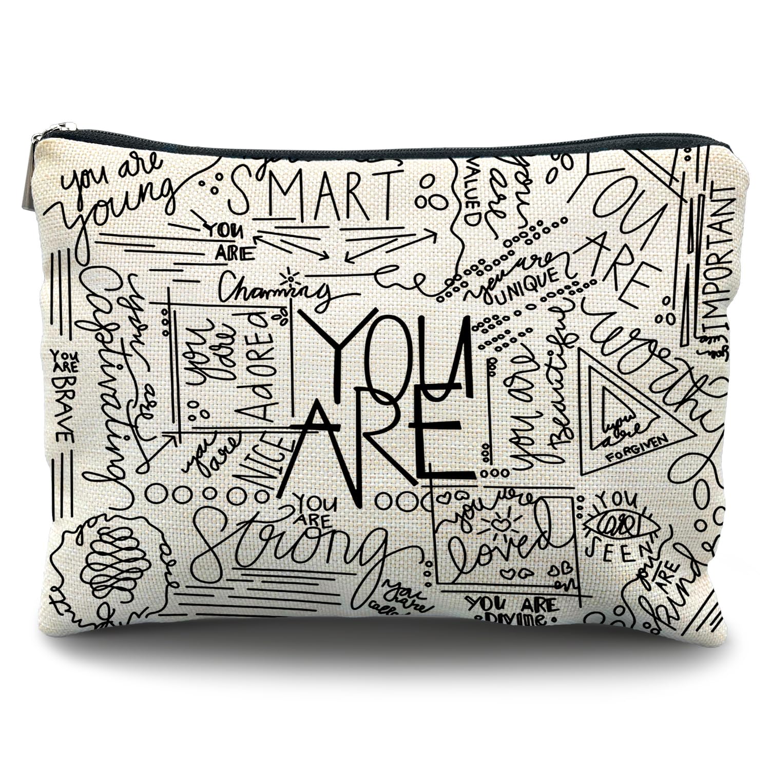 inspirational quotes canvas makeup bagMental Health GiftsEncouragement makeup bagYou are BraveYou are Smart Cosmetic BagEncouragement daily inspirational quotes bags for teen girls
