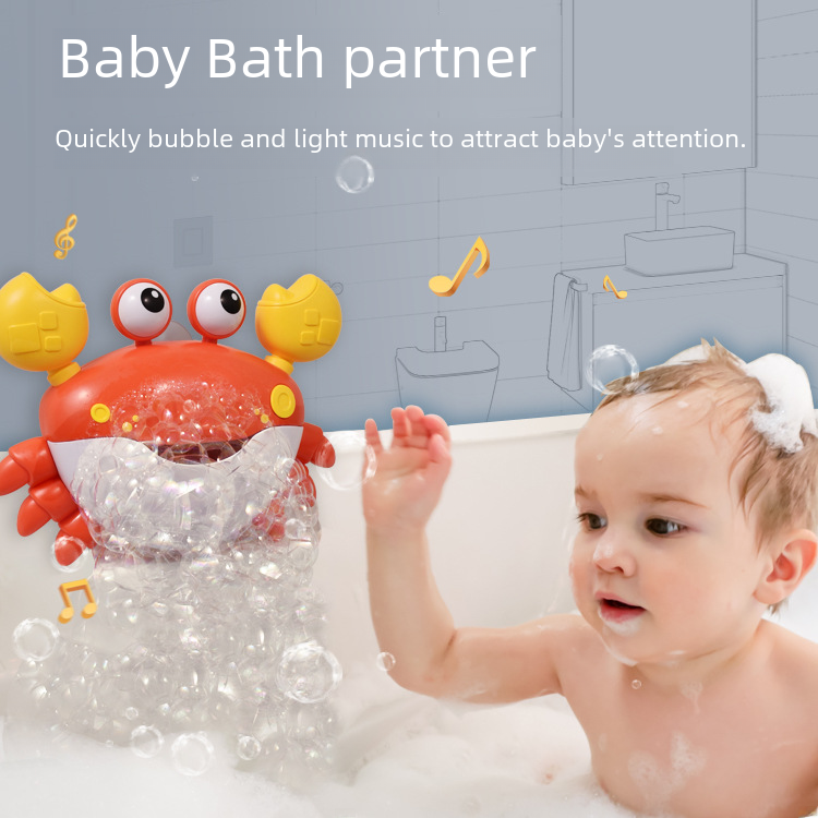 Crab Bubble Machine – Electric Musical Bath Toy for Kids in Red & Blue