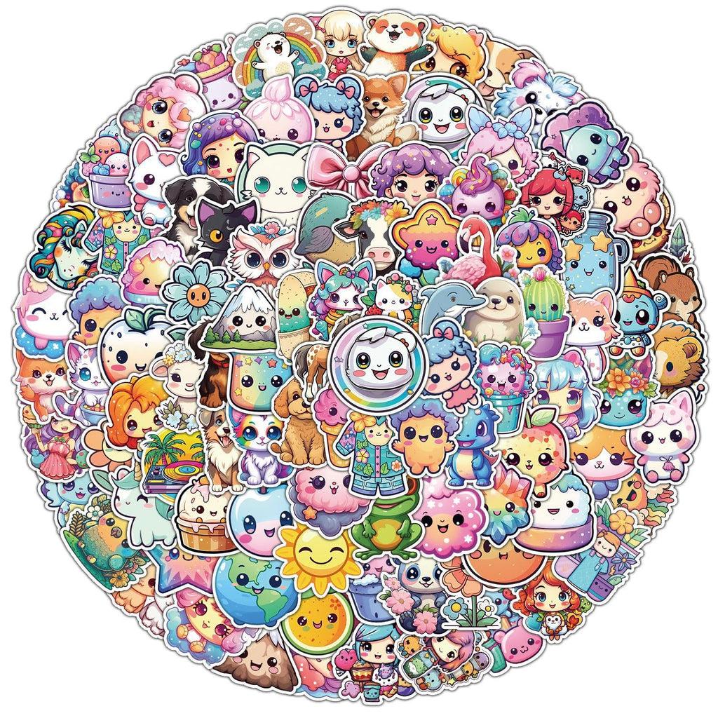 100 Pcs Kawaii Stickers for Kids Cute Colorful Animal Water Bottle Laptop Scrapbook Stickers Funny Realistic Waterproof Vinyl Bulk Stickers Packs for Toddler Kids Girls Teens