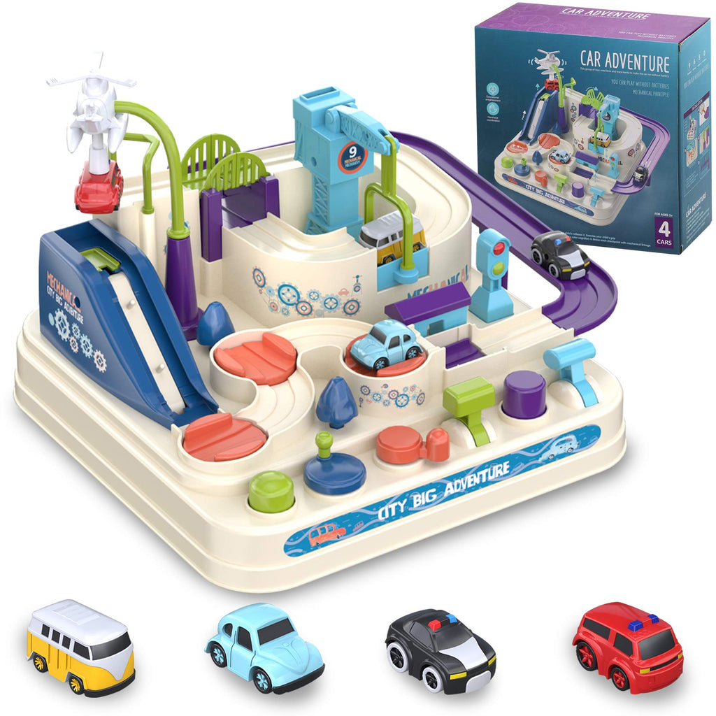 Ultimate Car Adventures Toy Set | Race Track with 4 Vehicles for Kids Ages 3-4