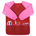 Smocks for Kids Waterproof Toddler Art Smock Kids Art Smock with Long Sleeve and 3 Pockets Kids Painting Apron (Red)