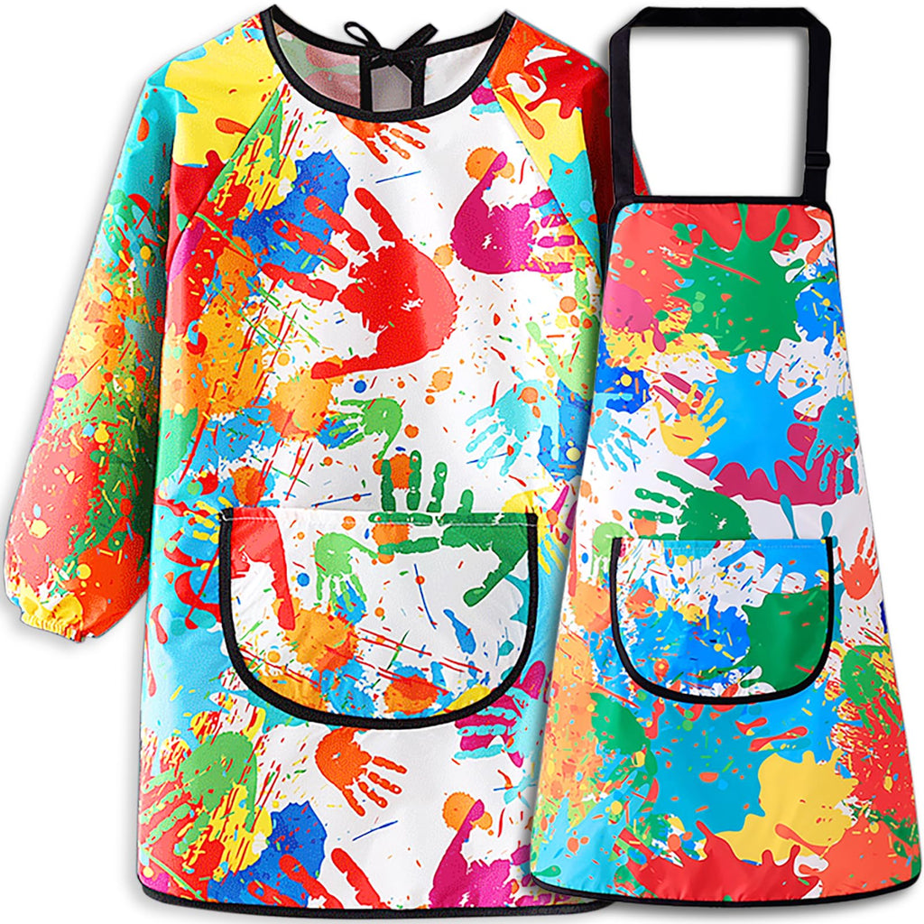 Kids Waterproof Art Smock – Long Sleeve Painting Apron with Pocket in Pink & Blue