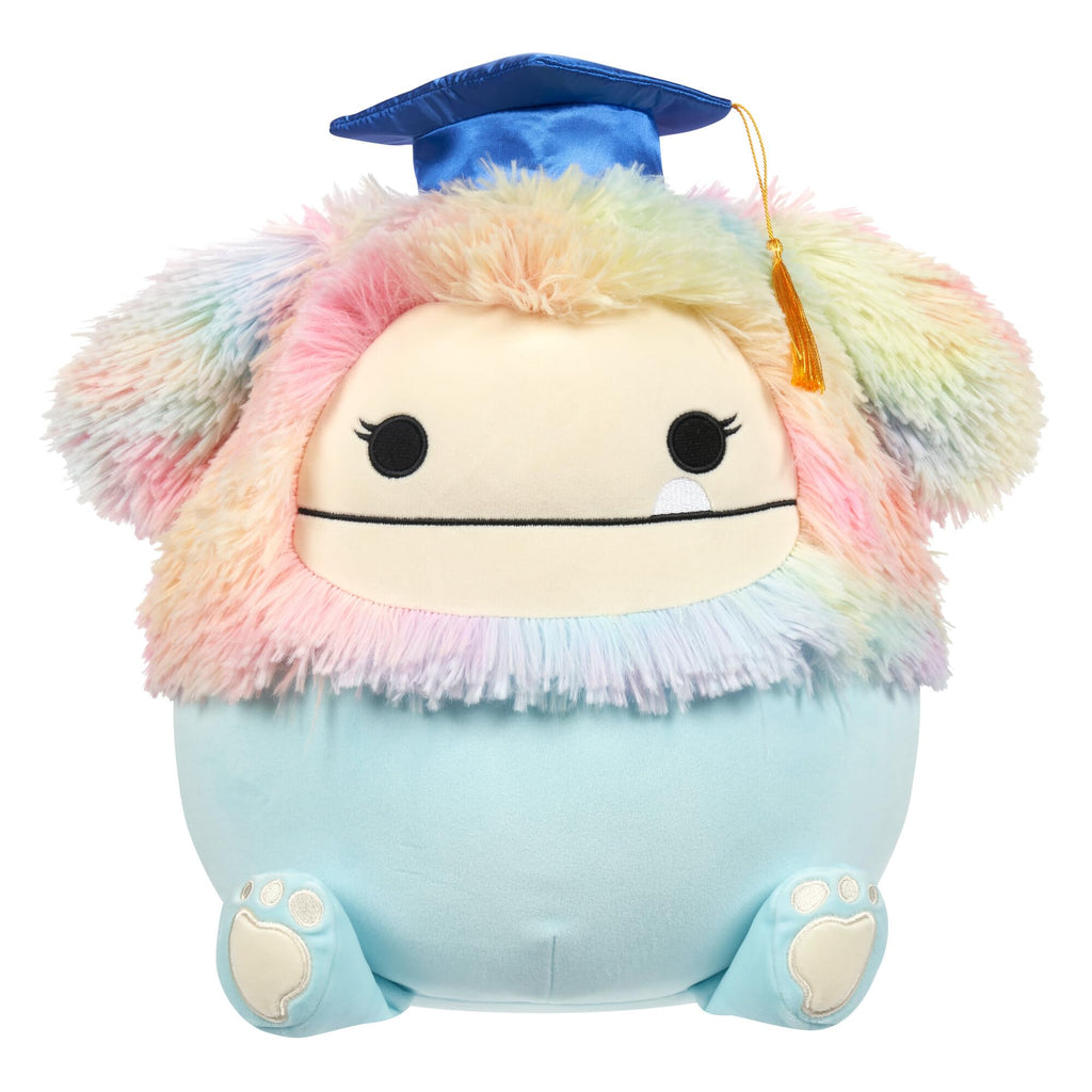 Squishmallows Original 12-Inch Zozo Blue Bigfoot with Rainbow Mane and Graduation Cap - Official Jazwares Plush