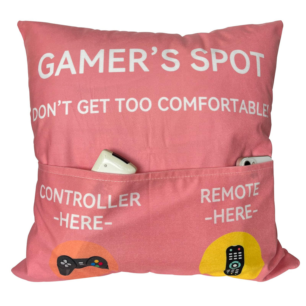 Gamer Gifts Throw Pillow Cover – 18x18 Inch Gaming Room Décor in Pink
