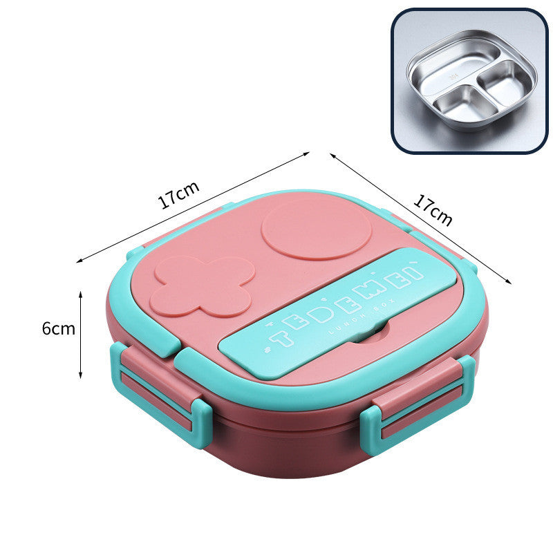 Kids Stainless Steel Insulated Compartment Lunch Box – Portable School Lunch Box in Blue & Pink