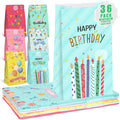 Birthday Party Favor Bags – 36-Pack Kraft Paper Goodie Bags with Assorted Designs