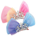 Crown Hair Bows for Girls – 2-Pack Pink Ribbon Alligator Clip Accessories for Toddlers & Kids