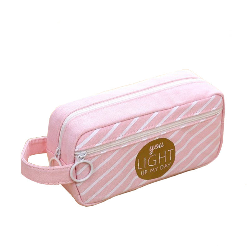 Fresh Canvas Pencil Case |  Pattern Zipper Pouch for Students & Everyday Use