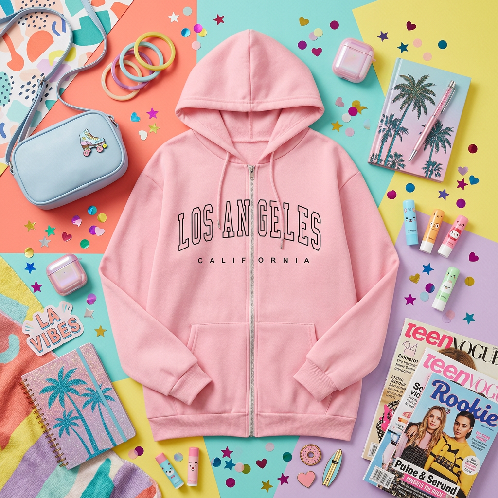 Los Angeles Zip-Up Hoodie for Teen Girls & Tweens