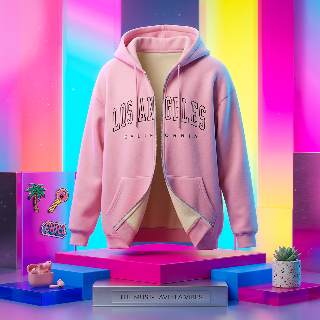 Los Angeles Zip-Up Hoodie for Teen Girls & Tweens