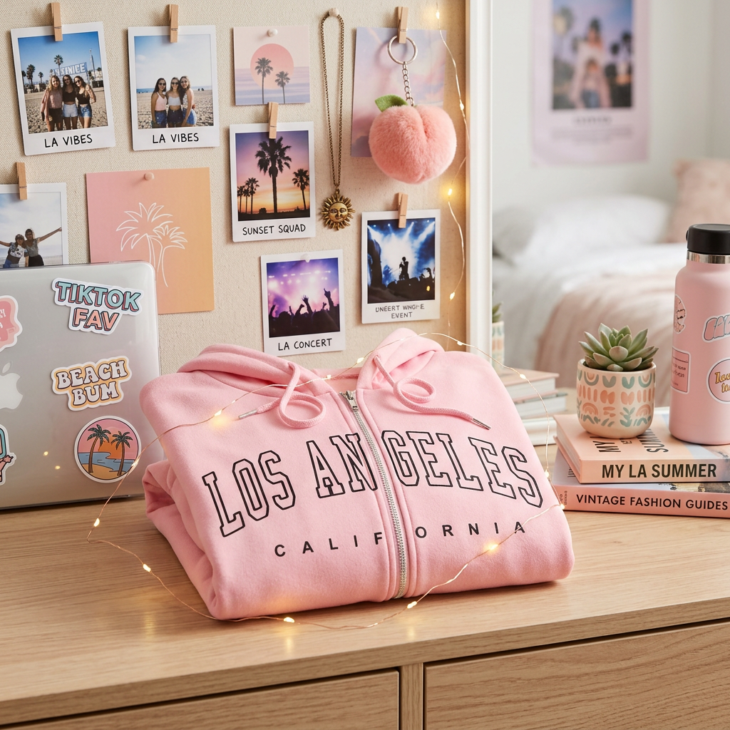 Los Angeles Zip-Up Hoodie for Teen Girls & Tweens