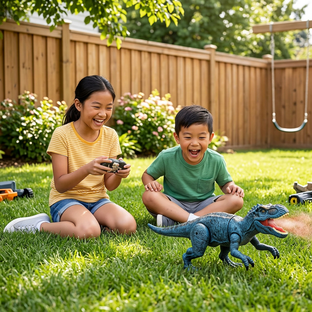 RC T-Rex Dinosaur Toy with Light, Spray & Roar