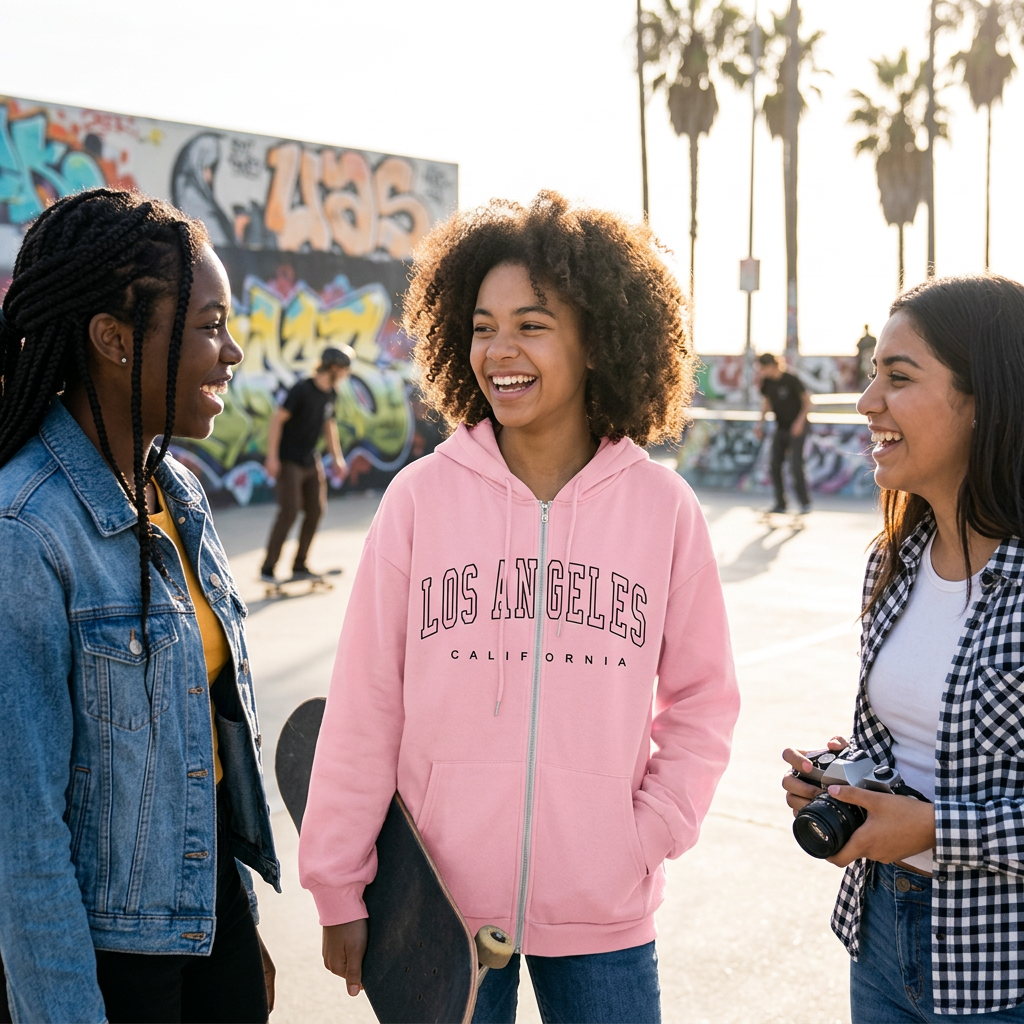 Los Angeles Zip-Up Hoodie for Teen Girls & Tweens