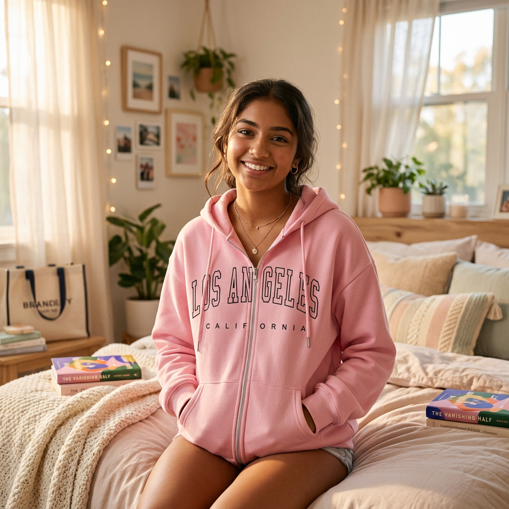 Los Angeles Zip-Up Hoodie for Teen Girls & Tweens
