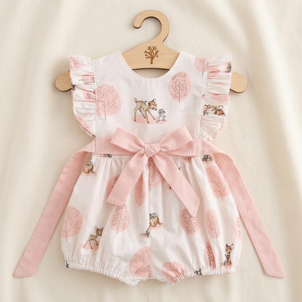 Summer Baby Girl Romper – 100% Cotton Short Sleeve Triangle Crawling Suit