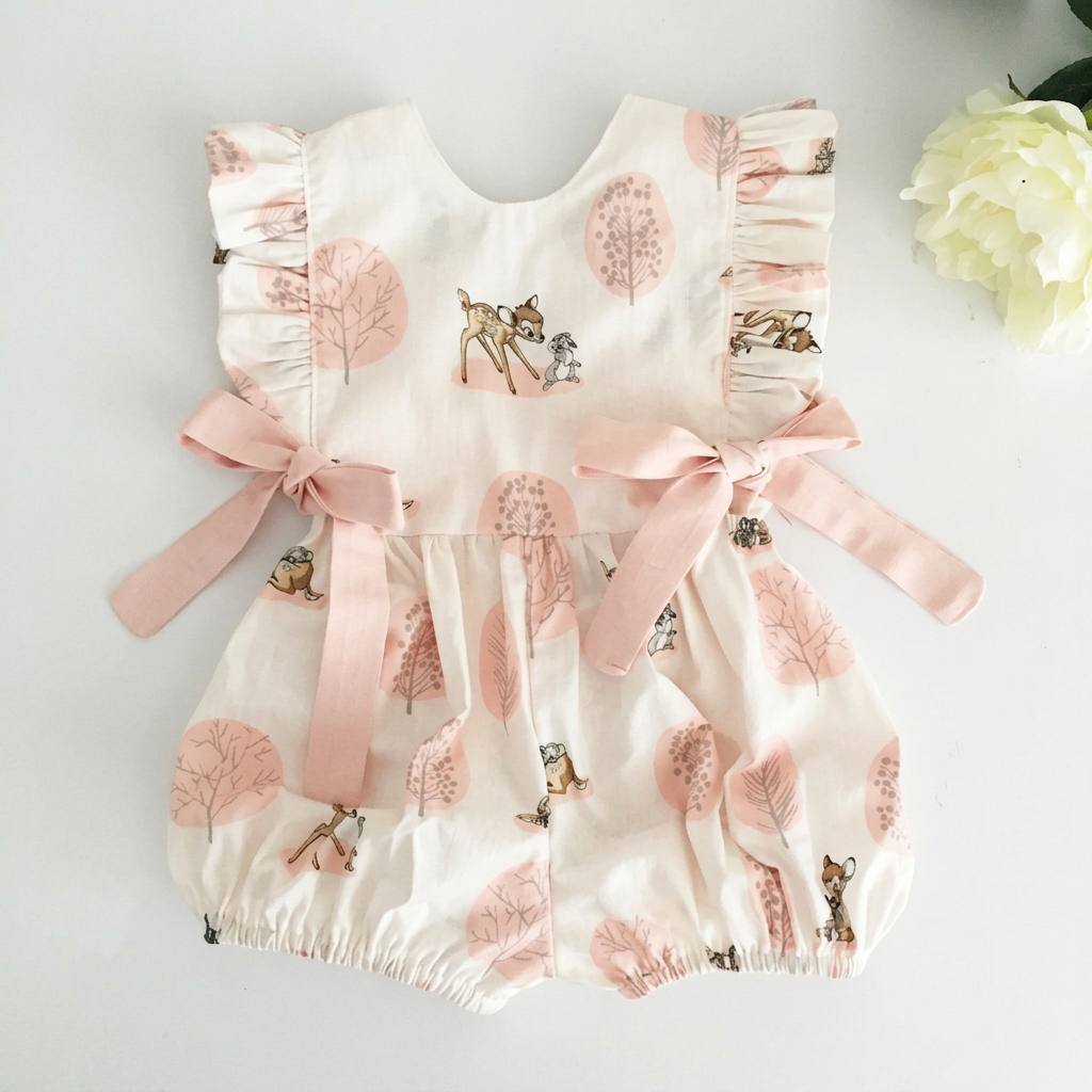 Summer Baby Girl Romper – 100% Cotton Short Sleeve Triangle Crawling Suit