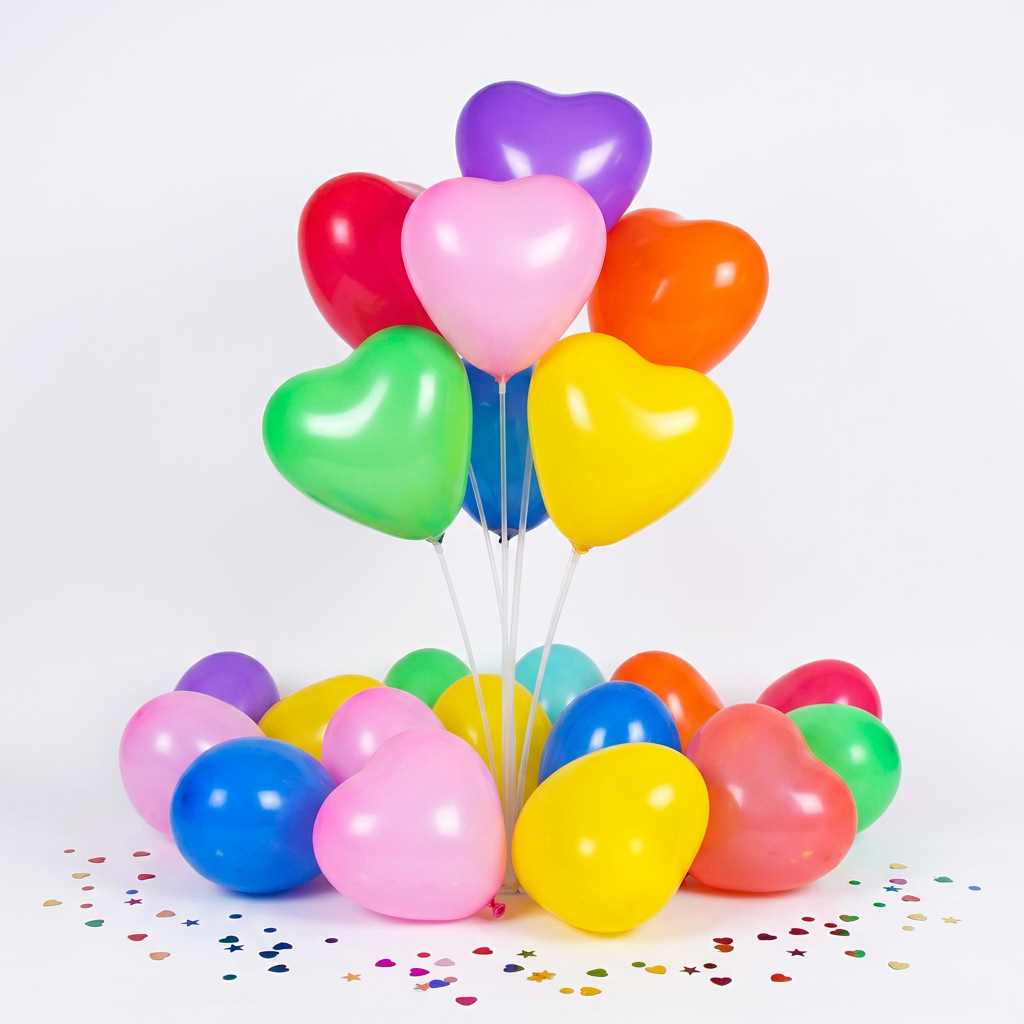 Heart-Shaped Balloons – 100-Pack Mixed Colors for Kids Valentine's Day Parties