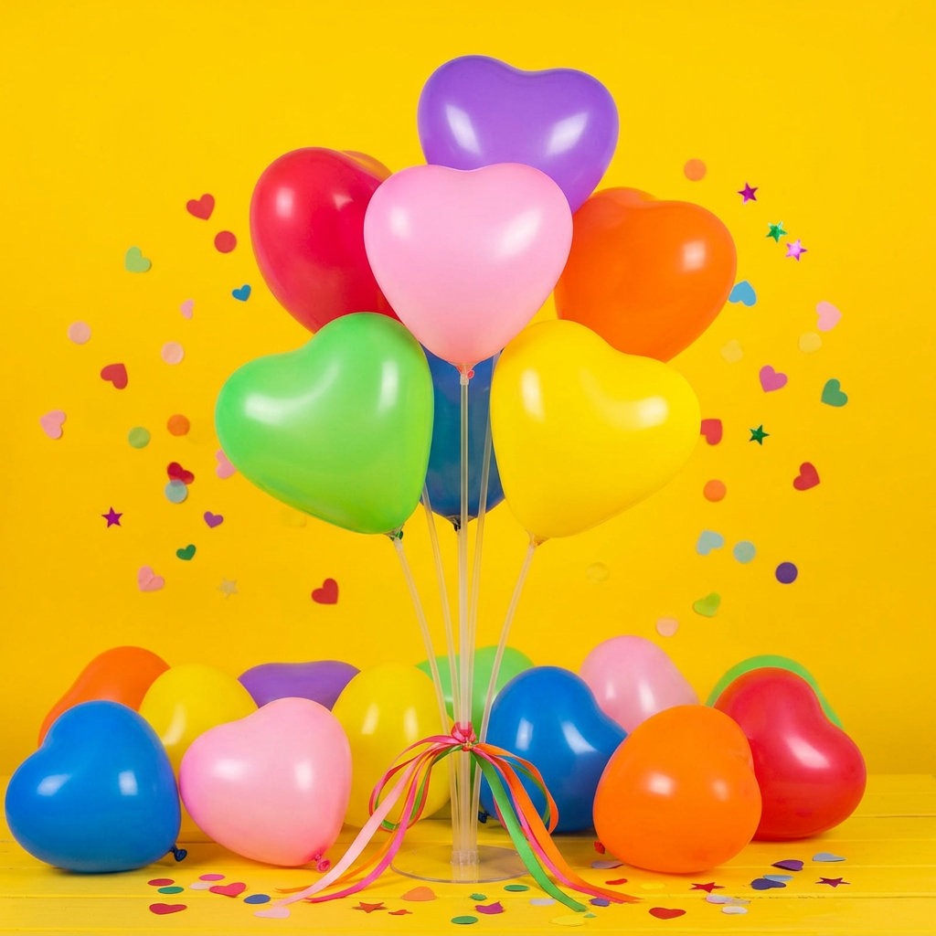 Heart-Shaped Balloons – 100-Pack Mixed Colors for Kids Valentine's Day Parties