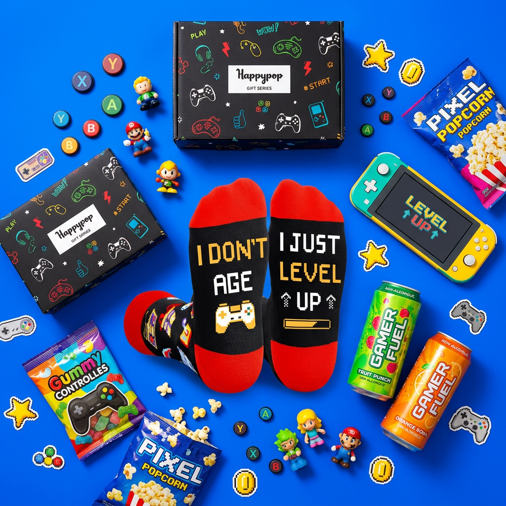 Gaming Socks for Teen Boys – "I Don't Age I Just Level Up" Gamer Gift Socks