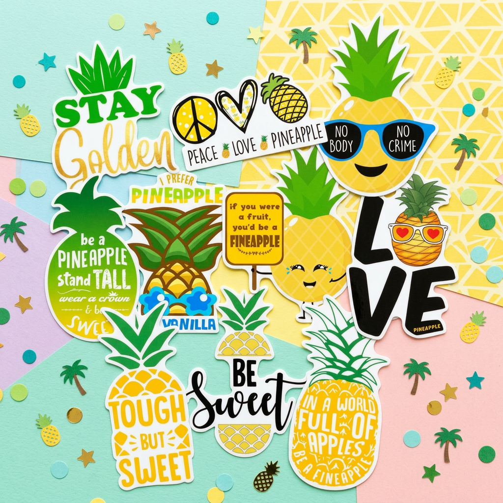 Leann Michael Pineapple Stickers Pack – Waterproof UV-Resistant Vinyl Stickers
