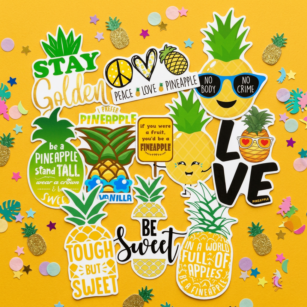Leann Michael Pineapple Stickers Pack – Waterproof UV-Resistant Vinyl Stickers
