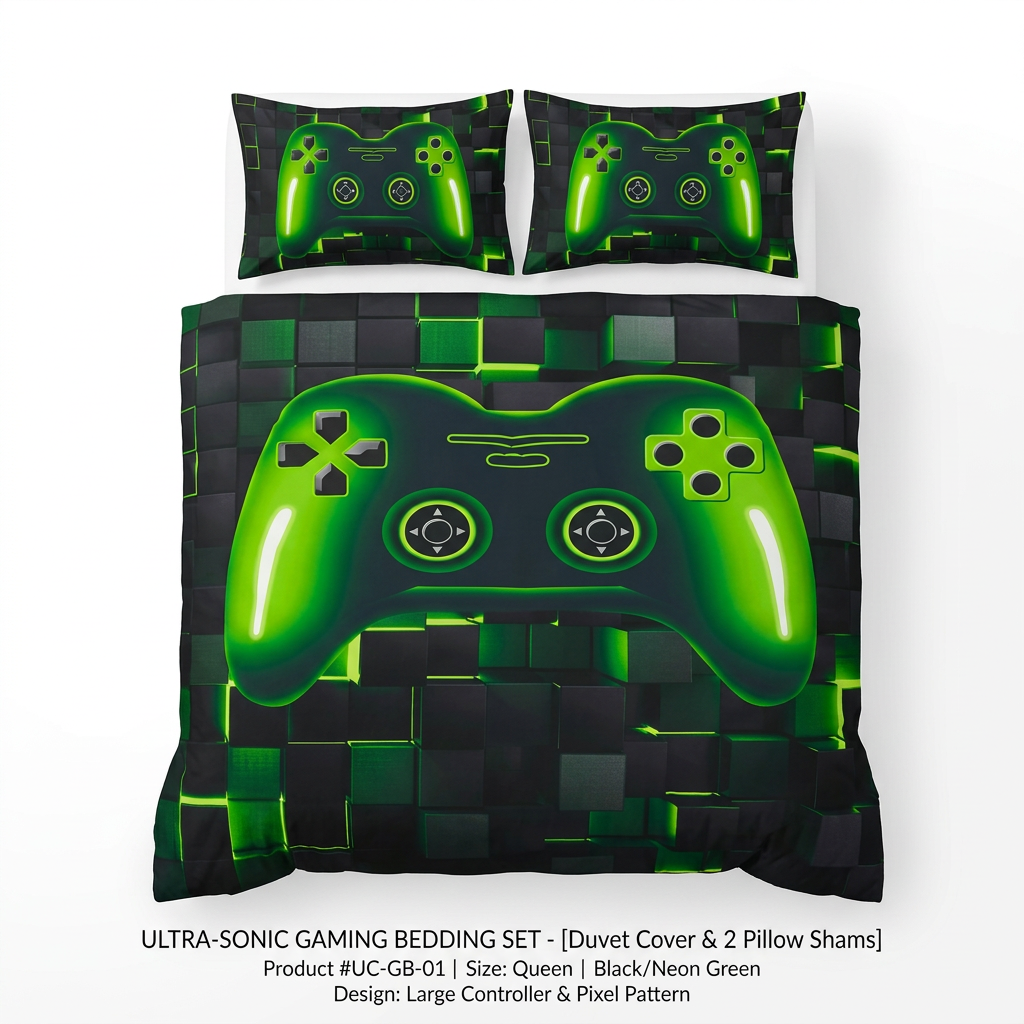 Gamer Comforter Set Twin – 6-Piece Gaming Bedding Set with Gamepad 3D Print